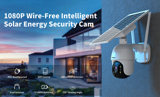 Solar-Powered Surveillance Camera with 18000mAh
