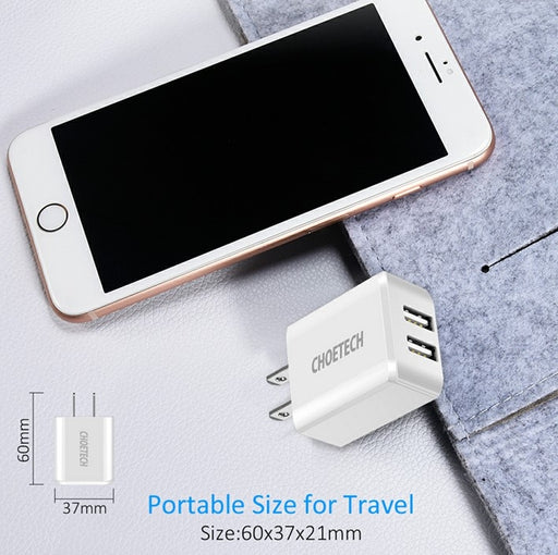 USB Wall Charger 2-Port 5V/2A