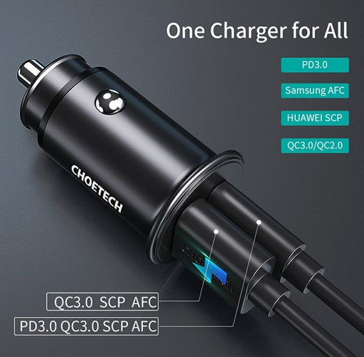 30W PD + QC Fast Car Charger with Hook
