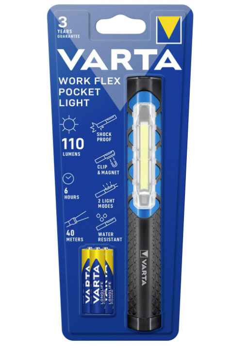 Varta 17647101421 Work Flex Pocket Light LED Penlight