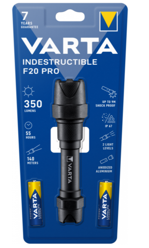 Varta Indestructible F20 PRO 6W Flashlight 2xAA