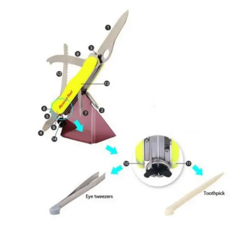 Multifunctional Rescue Pocket Knife with Safety Features