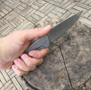 Shirogorov 95 Flipper Frame Lock Knife T Pattern Titanium Stonewash