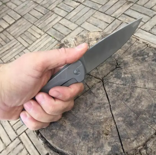 Shirogorov 95 Flipper Frame Lock Knife T Pattern Titanium Stonewash