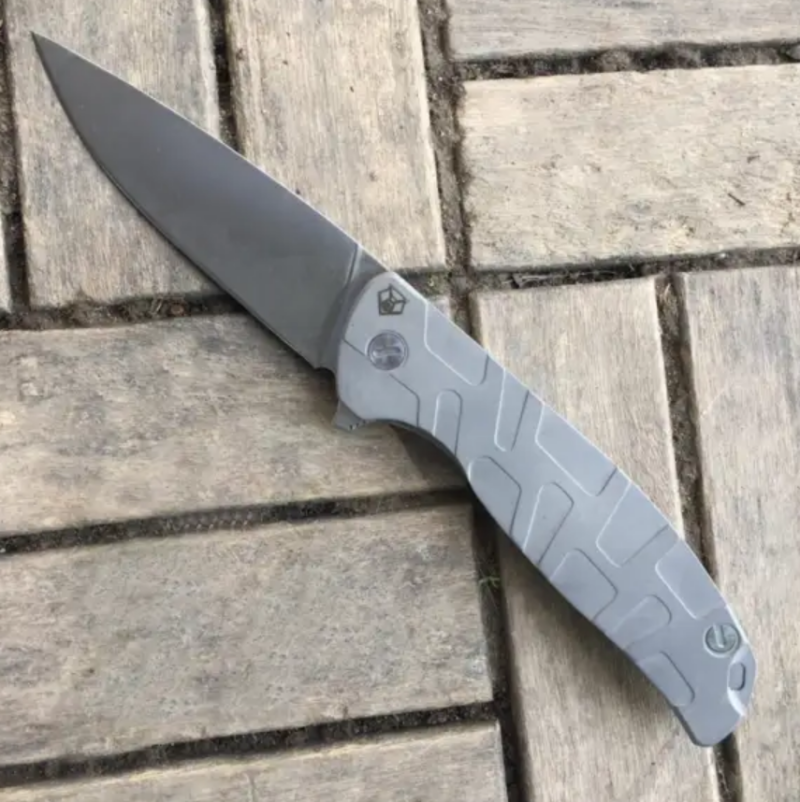 Shirogorov 95 Flipper Frame Lock Knife T Pattern Titanium Stonewash