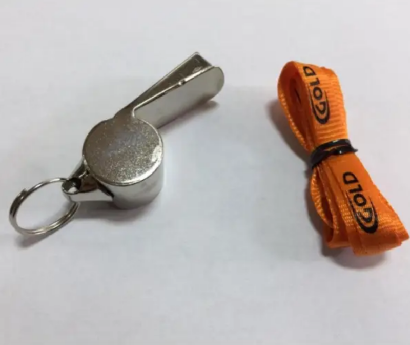 Metal Whistle with Float Ball and Orange Cord