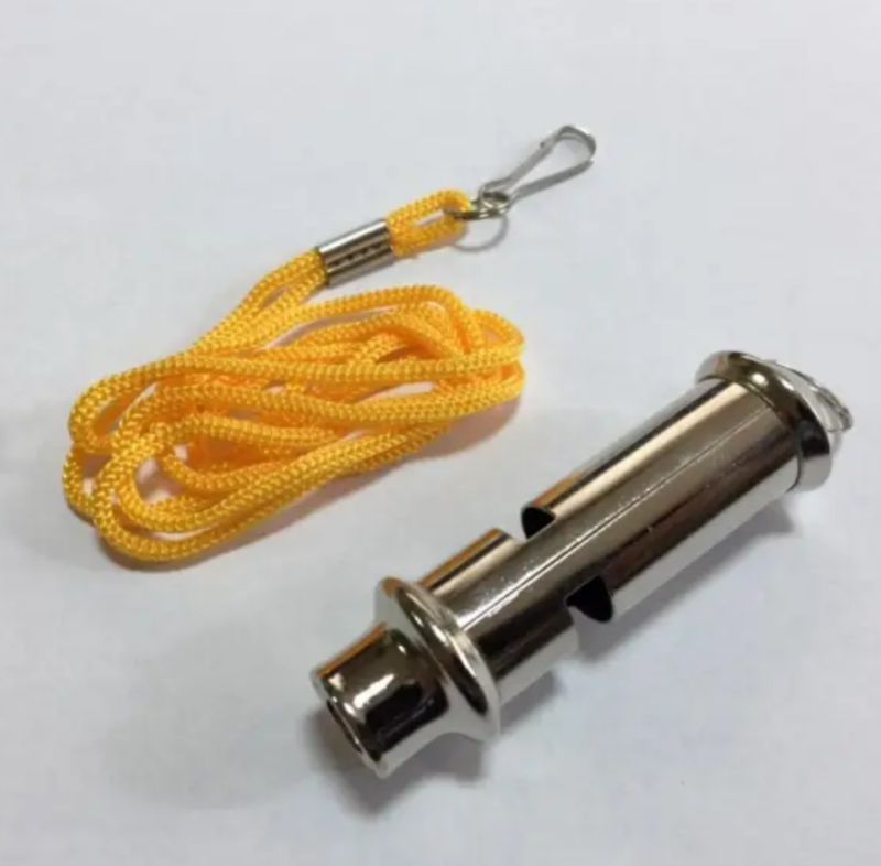 Metal Whistle with Yellow Cord