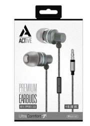 Premium Earbuds Active Audio Earphones with In-Line Microphone